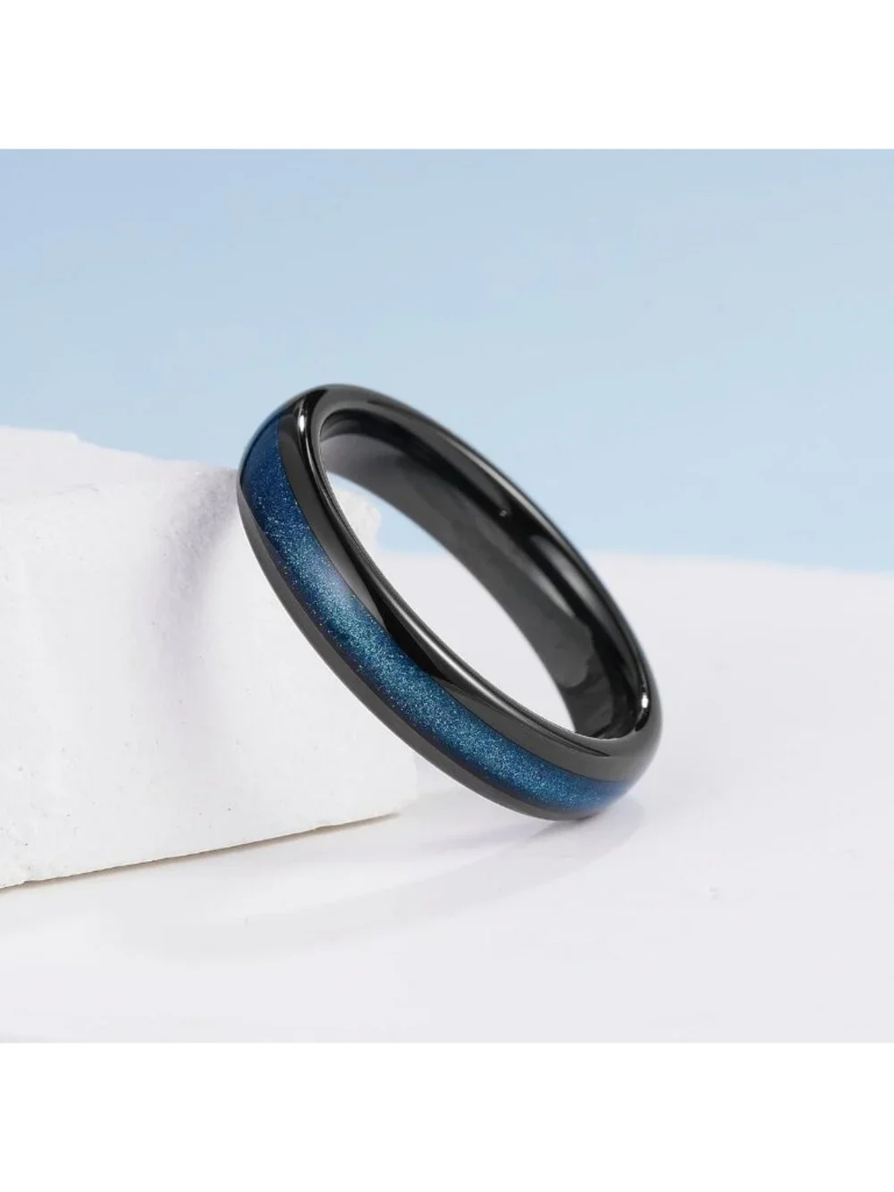 Tungsten Carbide Wedding Band for Men & Women, Comfort Fit, Meteorite/Opal
